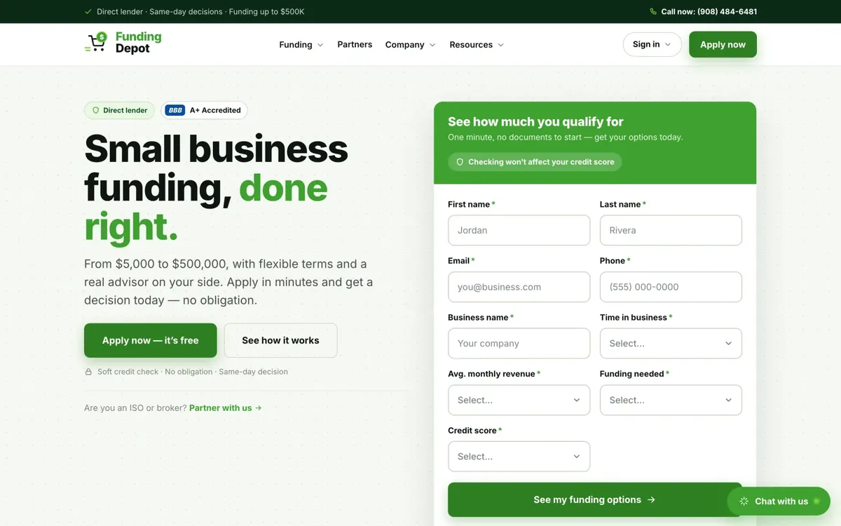 Funding Depot website